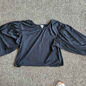 Women's 3/4 Sleeve Bubble Hem Top - A New Day™ Black